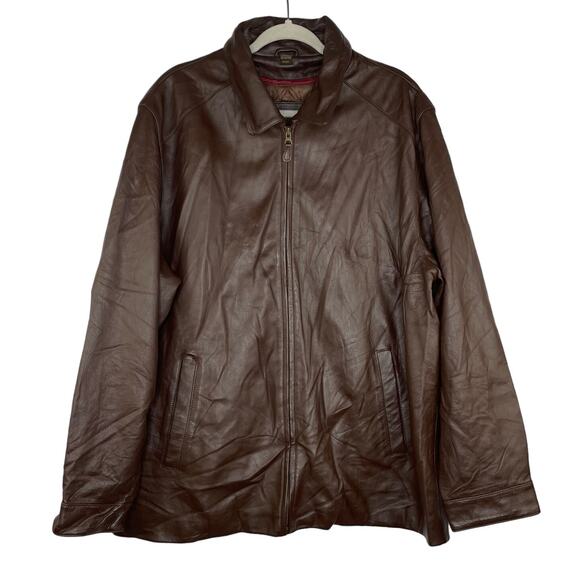 St. John's Bay brown leather bomber jacket Men's size XL